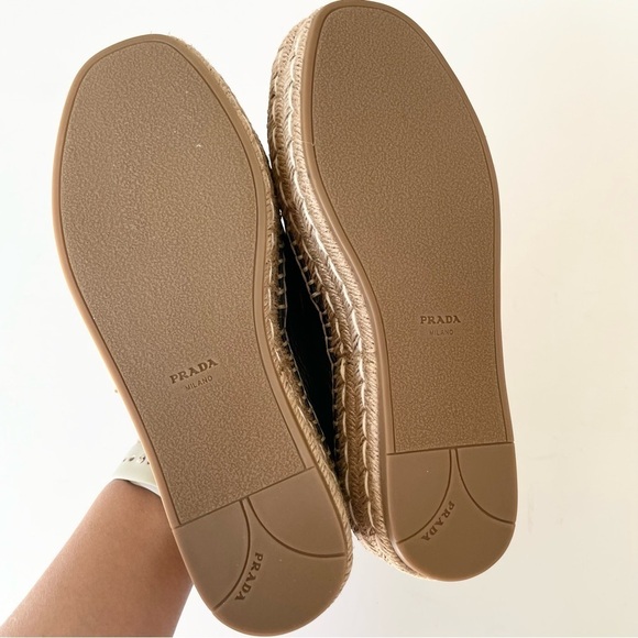 Prada Black Blue plaque logo open toe platform espadrilles EU 37 - Picture 6 of 8